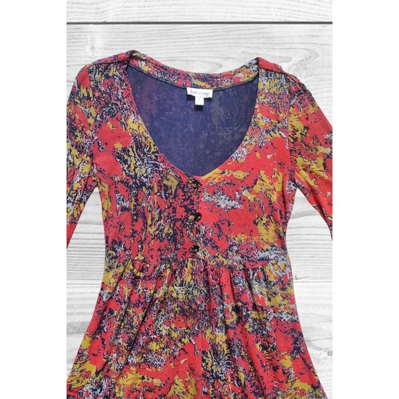 Anne Giorgio Dress Size Small Rayon Fall Red Gold‎ Long Sleeve Scoop Neck Drapey - Picture 10 of 10